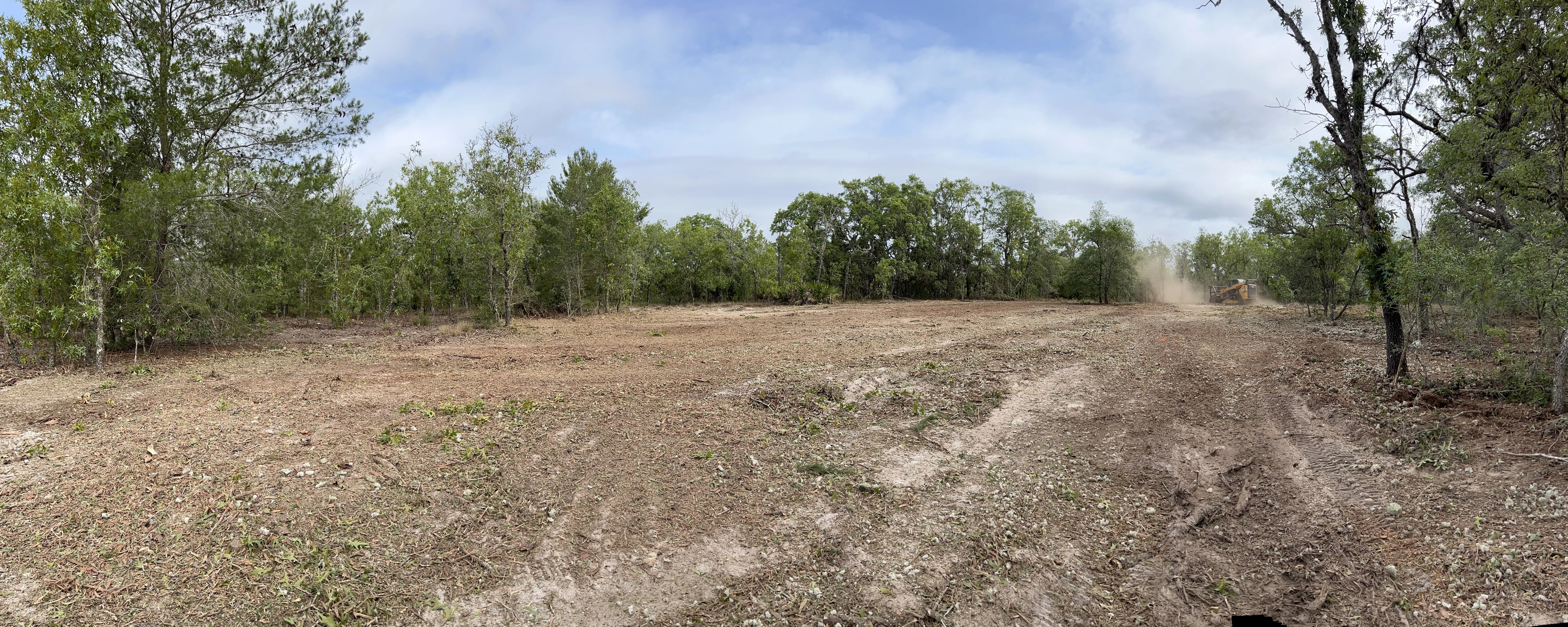 Forestry mulcher in progress on wooded lot