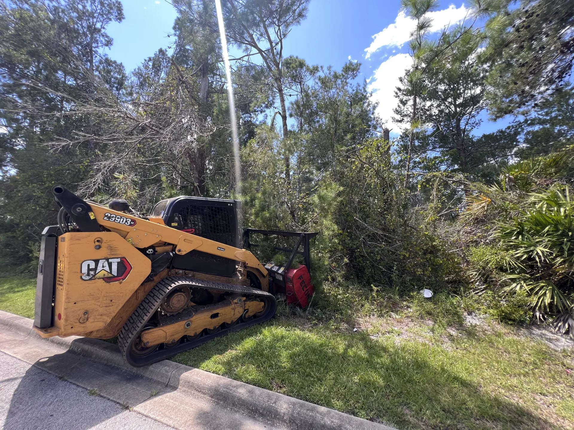 CAT compact track loader with mulching head clearing land