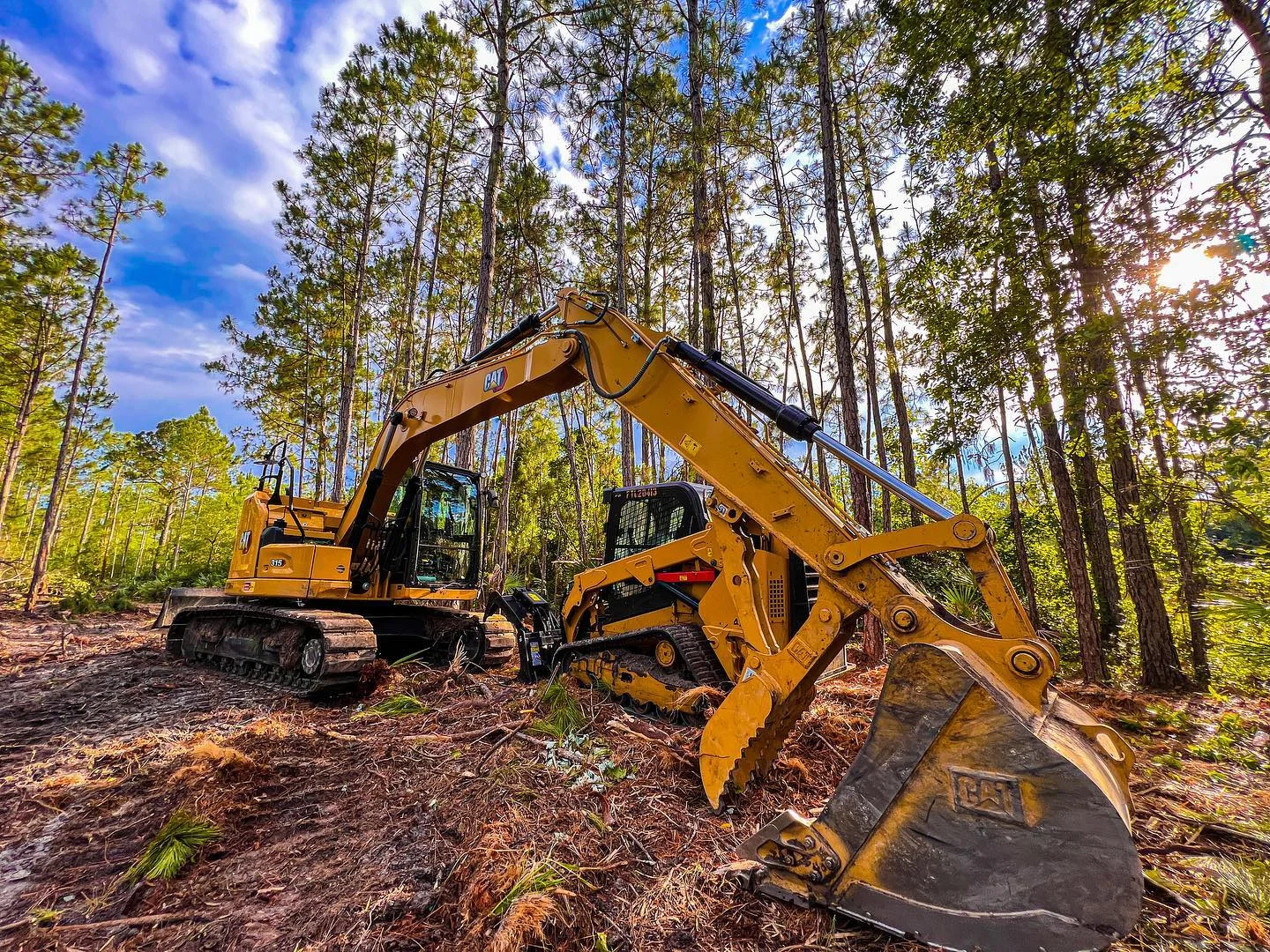 Professional land clearing equipment at work